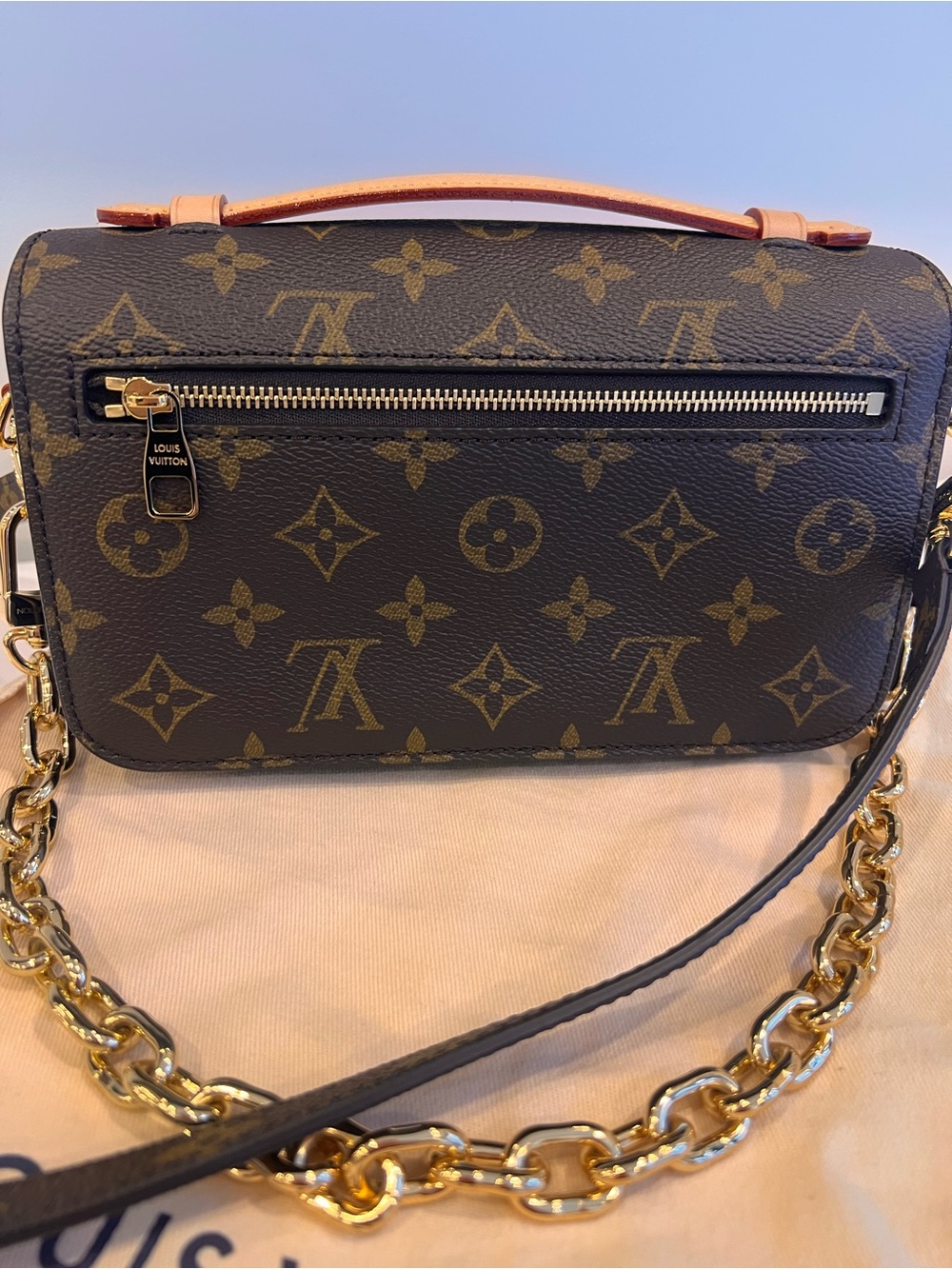 Louis Vuitton Brown Monogram Canvas Crossbody with Gold Chain - Picture 3 of 16